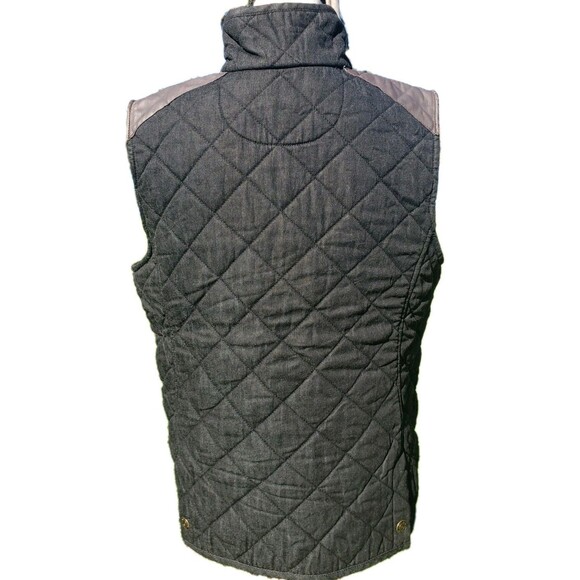 Lauren Jeans Co. Ralph Lauren Quilted Vest Women's Size L Black Denim & Leather - Picture 4 of 14